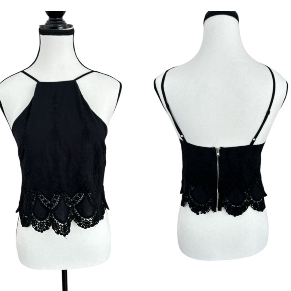 Kendall & Kylie Black and White Cropped Embellished Tank Top